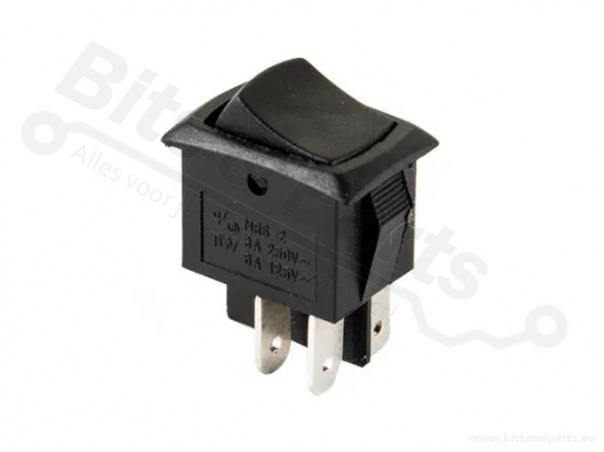 Switch rocker snap-in on/off rectangular black 